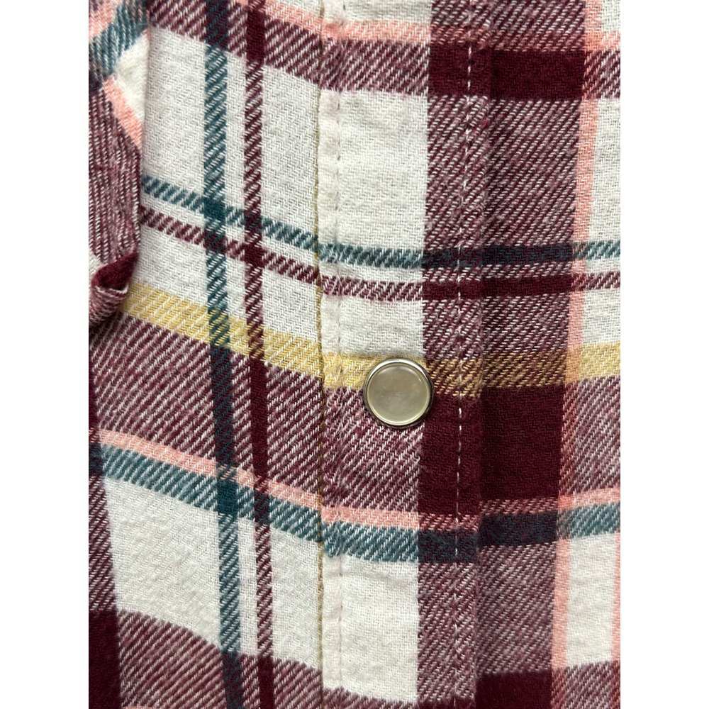 Wrangler Womens Plaid Western Pearl Snap Shirt Burgundy Cream Small‎ - Picture 6 of 8